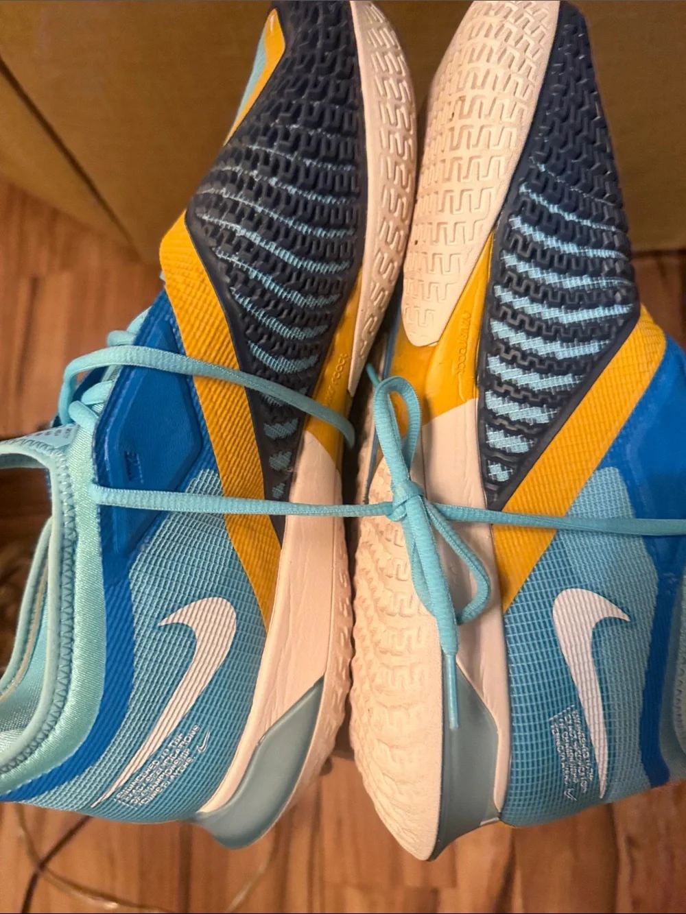 Nike Light Blue and Yellow Vapor Street Athletic Shoes